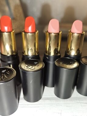 4 Sample Lancome Lipstick  Coral Red & Soft Pink Shades. 196 cream and 274